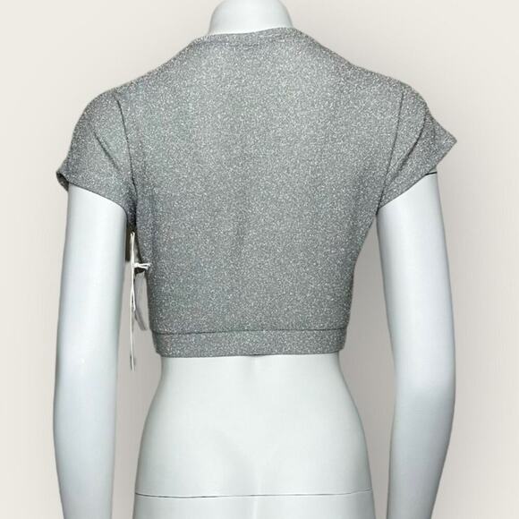 NWT | Good American | Sparkle Crop Top | Silver001 | Size 2/M - Picture 4 of 15